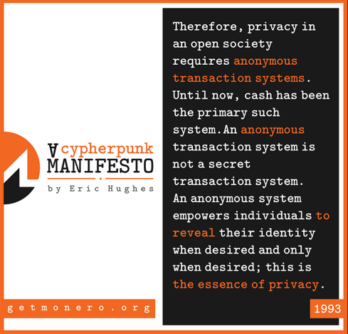 'Monero cypherpunk manifesto' poster